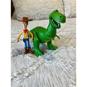 Disney Pixar 4 True Talkers Rex Figure, 7.8” Posable Talking Character and Woody